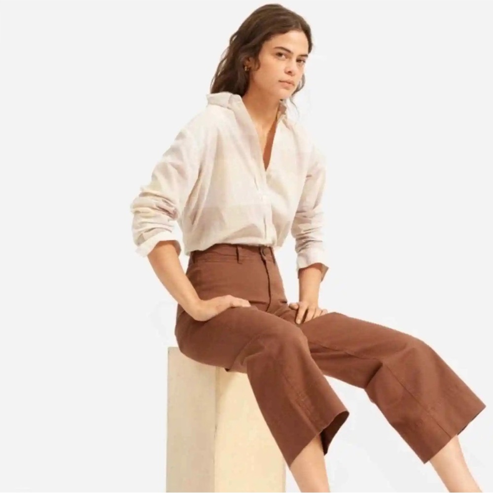 Everlane The Relaxed Air Button Front Shirt Toffee Plaid Size 10 - Picture 2 of 6